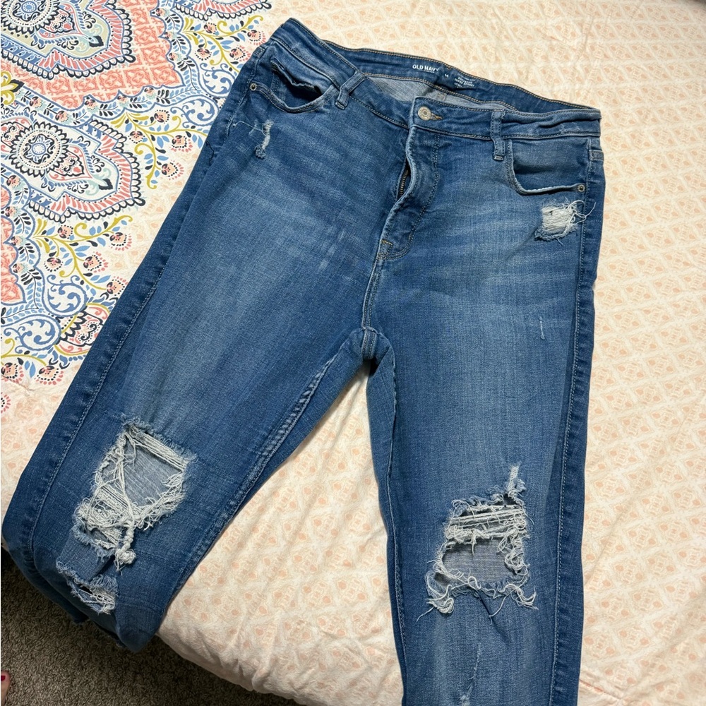 Old Navy Women's Distressed Boyfriend Jeans - Blue